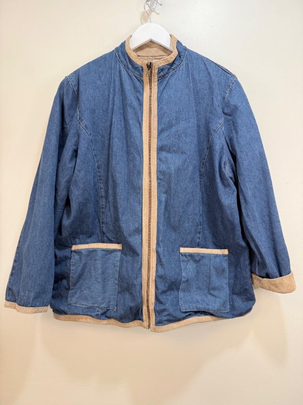 Ranch Wear Gran Chic Western Reversible Chore Barn Jacket Suede Denim XL